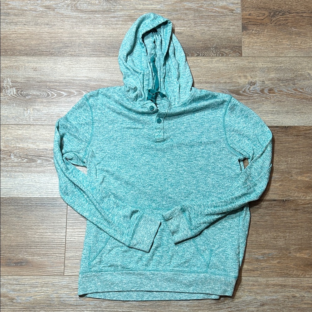 Life Is Good Heathered Teal Hooded Pullover Sweatshirt
